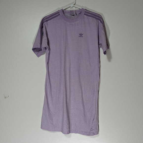*3/$10* Adidas Essentials 3-Stripes Jersey Boyfriend Tee Dress Mauve Size XS - Picture 1 of 5